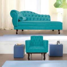 Kit Diva Recamier Diana 140cm Lado Direito e 01 Poltrona Classic Suede