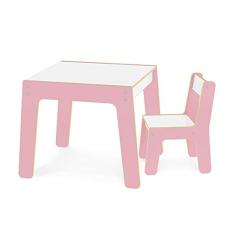 Conjunto Mesa + Cadeira Infantil Rosa - Junges