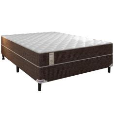 Cama Box de Casal Portobel Roma com Molas Ensacadas 60x138x188cm - Branco/Marrom