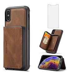 Capa de telefone para iPhone Xs Max capa carteira com protetor de tela de vidro temperado e suporte para cartão de crédito acessórios para celular i X XR Xsmax 10x SX Xmax 10xs 10s 10 Plus Xmaxs