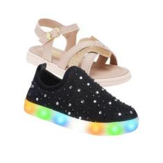 Tenis Escolar e Sandália de Menina - KIT 2 PARES Tam 23 ao 34-Feminino