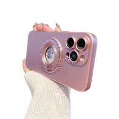 Suporte dobrável com suporte magnético fosco para iPhone 15 14 Pro Max 13 12 11 14 15 Pro Max Plus Capa protetora de câmera, rosa, para iPhone 14 Pro
