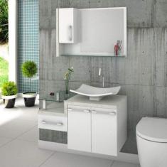 Conjunto para Banheiro Gabinete com Cuba F44 e Espelheira Legno 830W -