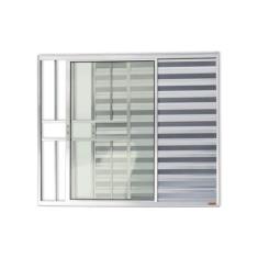 Janela de Aluminio Veneziana de Correr 80x100cm 3 Folhas com Grade e V