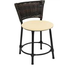 Banqueta Baixa Preta Junco Argila com Assento Bege Fortmix