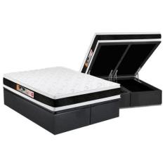 Cama Box Baú Queen: Colchão Espuma Castor D45 Black e White Air Double