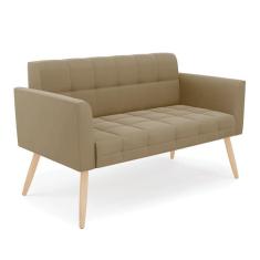 Sofá Namoradeira Elisa Suede Pés Palito Natural - D`rossi Cor Marrom Rato