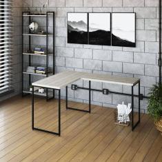 Escrivaninha L Estilo Industrial 120x140cm Dynamica Yescasa Snow / Preto
