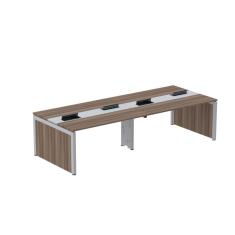 Mesa De Plataforma Dupla Para 4 Pessoas Corporativa 130x140-4p Walnut-cinza