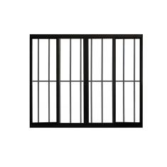 Janela 4 Folhas De Correr C/ Grade 1.00 X 1.00 Alumínio Preto Linha Modular - Hale