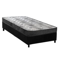 Conjunto Box Solteiro: Colchão Espuma Paropas D45 Pasquale Wave Black + Base Crc Suede Black (88x188)