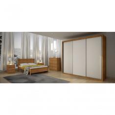 Guarda Roupa Casal Palazzo 3 Portas de Correr 6 Gavetas 100% MDF Cumaru-Fendi Móveis Novo Horizonte