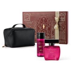 Kit Presente Perfume Coffee Woman Seduction Óleo Corporal Perfumado Necessaire Preto (3 itens)