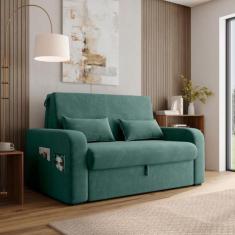 Sofá Cama com Baú 2 Lugares 140cm Lady Day Verde Matrix
