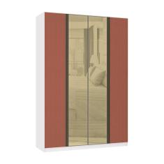 Guarda Roupa 4 Portas 3 Gavetas 159,2 cm com Vidro Reflecta Bronze Prime Luciane Móveis