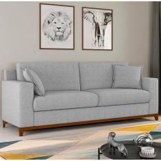 Sofá Living Vintage 3 Lugares 220cm em Linho Slim Cinza