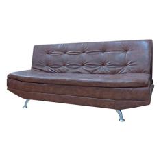 Sofá Cama Valencia 3 Lugares Reclinável Material Sintético Marrom Claro - Star Confort