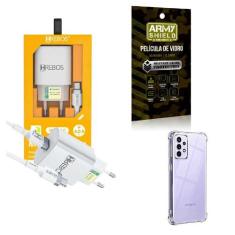 Kit Carregador Turbo + Capinha Samsung A52S 5G + Película 3D - Hrebos