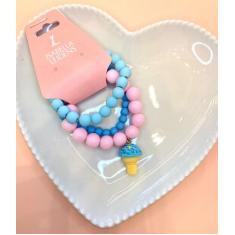 Pulseiras de Miçanga Infantil Sorvete (conjunto com três pulseiras) - 