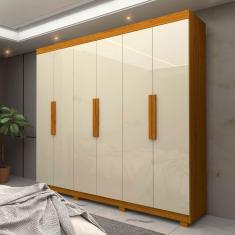 Guarda-Roupa Solteiro Império 6 Portas 2 Gavetas 100% Mdf Naturalle/Off White - Gelius