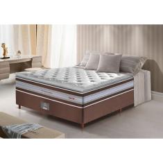 Conjunto Cama Box Casal de Molas Ensacadas D33 com Pillow top Cama inBox Select 138x188x71 Café