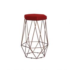 Banqueta Rubel Base Bronze Veludo Vermelho Gran Belo