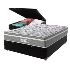 Cama Box Baú Preto E Colchão Casal Evolution Probel