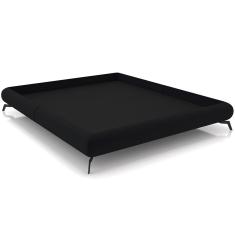 Cama Casal King Base Box Pés de Ferro Estilo Industrial 210cm Otto P05 Veludo Preto- Lyam Decor