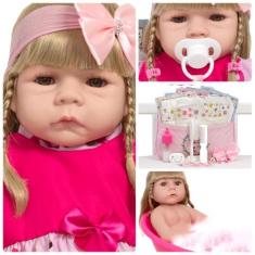 Boneca Reborn Loira Linda Toda De Vinil Siliconado Completa - Cegonha 