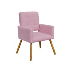 Poltrona Cadeira Camila Clinica Escritório Recepção Consultório Suede Rosa Bebê - Dl Decor