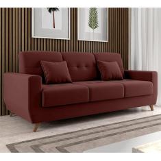 Sofá Cama 3 Lugares com Baú Pâmela Matrix Vinho