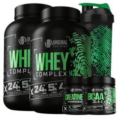 Kit 2X Whey Complex + Bcaa + Creatina + Shaker 600 ml-Unissex