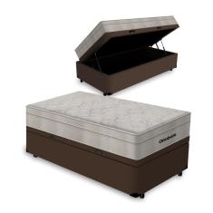 Cama Box Baú Solteiro King + Colchão de Molas Ensacadas Ortobom Airtech 96cm - Suporta até 150 Kg Por Pessoa