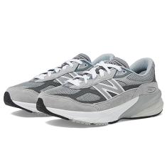 New Balance Tênis infantil 990 V6 com cadarço, Cinza/prata, 18
