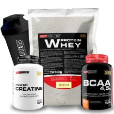 Kit Whey Protein 500g + BCAA 4,5 100g + Power Creatine 100g + Coquetel