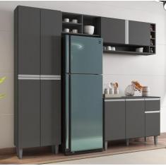 Cozinha Modulada Completa Vanessa Com 9 Portas Cinza Fosco AJL