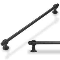 Amasideca Pacote com 6 puxadores de armário pretos foscos, orifícios de 25,4 cm, puxadores de armário de cozinha, liga de zinco, preto, puxadores de gaveta sólidos