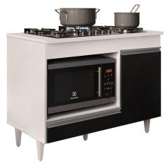 Balcão Multiuso Para Cooktop 4 Bocas Georgia Branco/preto