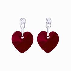 Brinco Coração 10mm Swarovski Siam AB - Sunshine Cristais Cor:Prata