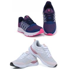 Tênis Feminino Esportivo Caminhada Academia Confortável Kit