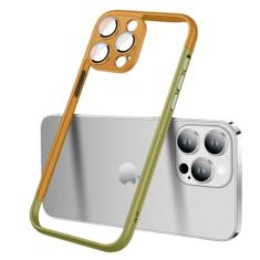 Capa para iPhone 14 com moldura de cor dupla à prova de choque, capa protetora de câmera, verde cáqui, para iPhone 14