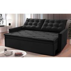 Sofá Sem Caixa Retrátil E Reclinável 1,85m Cama Inbox Studio Suede Velusoft Preto
