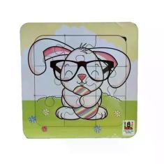 Quebra-Cabeça 9 Peças Coelho Em Madeira