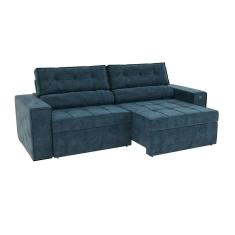 sofá 4 lugares retrátil e reclinável lanus veludo azul marinho 250 cm