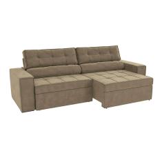 sofá 4 lugares retrátil e reclinável lanus veludo bege 270 cm