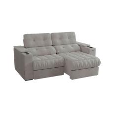 sofá 3 lugares retrátil e reclinável premier molas bouclé cinza 231 cm