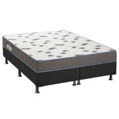 Cama Box King: Colchão Espuma Ortobom D33 Light + Base CRC Suede Gray(
