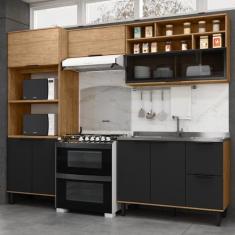 Cozinha Modulada Toscana 4 Peças Mdf com Aéreo 1200 Porta de Vidro Bas