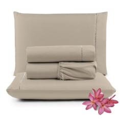 Jogo de Lençol Micro Percal Queen 300 Fios 4 Peças - Santos e Luan, Av