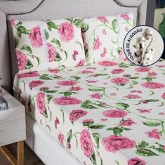 Lençol King Estampado Com Elástico Malha 100% Algodão Macio - Meta Mar